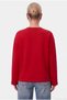 Women's Boxy 100% Cotton, Textured, Decorative Collar, Interlock, Long-Sleeve Red T-Shirt - 6
