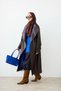 Women's Lined, Collared, Button-Up, Double-Pocketed, Tie-Detail Leather Trench Coat, Brown - 3