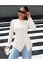 Cotton Blouse with Lace Details, Asymmetrical Cut, and Long Sleeves 0260 - 2
