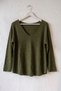 Italian Khaki V-Neck Long-Sleeve Soft-Textured Angora Knit Blouse 70 60 - 2