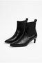 Lina Black Leather Boots with Pointed Toes, Stiletto Heels, and Elastic Cuffs - 5