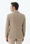 Beige Slim Fit Jacket, Pointed-Collar Plaid Jacket - 6