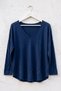 Italian Navy Blue V-Neck Long-Sleeve Soft-Textured Angora Knit Blouse 70 60 - 2