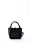 Black Clutch Bag with Scarf-Style Charm Detail - 3
