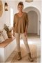 Italian Mustard-Colored V-Neck Long-Sleeve Soft-Textured Angora Knit Blouse 70 60 - 5