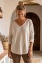 Italian Beige V-Neck Long-Sleeve Soft-Textured Angora Knit Blouse 70 60 - 3