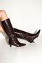 Cedric Women's Black Suede Texture Pointed Toe Low Cat Heel Long Boots