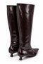 Cedric Women's Black Suede Texture Pointed Toe Low Cat Heel Long Boots - 3