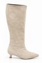 Cedric Women's Black Suede Texture Pointed Toe Low Cat Heel Long Boots - 5