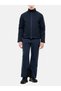 Men's Navy Blue Long-Sleeve Padded Jacket with a Zipper - 2