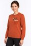 Women's Crew-Neck Wool Sweater embellished with stones on the chest, in Terracotta Color - 3