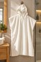White Hooded Wearable Velour Soft-Textured Beach and Pool Towel Poncho – 90x70 cm_Defective. - 4