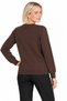 Women's Crew-Neck Wool Sweater embellished with stones on the chest, Light Brown - 3