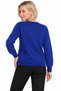 Women's Crew-Neck Wool Sweater embellished with stones on the chest, K.S. Blue - 3