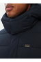 Men's Winter Padded Long-Sleeve Zipper Hooded Navy Blue Coat - 4
