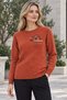 Women's Crew-Neck Wool Sweater embellished with stones on the chest, in Terracotta Color - 2