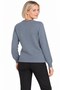 Women's Crew-Neck Wool Sweater embellished with stones on the chest, Medium Green - 3
