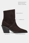 Zeyra Bitter Coffee Authentic Suede Pointed Toe Chunky Heel Women's Boots - 2