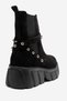 Women's Thick Sole Chelsea Boots with Belt Detail, Genuine Suede Leather, NYRA SUEDE BLACK - 3