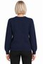 Women's Crew-Neck Wool Sweater embellished with stones on the chest, Navy Blue - 3