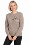Women's Crew-Neck Wool Sweater embellished with stones on the chest in taupe color