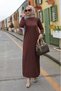 BROWN DRESS WITH BUTTONED SLEEVES - 7