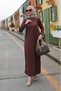 BROWN DRESS WITH BUTTONED SLEEVES - 4