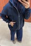 Three-Thread Zipper Cardigan with Brushed Inside 102-2763 - 4