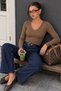 Women's Ribbed Knit V-Neck Blouse / T-Shirt - 2