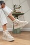 Hazel Women's Beige Suede Fur-Lined Winter Boots with Velcro Straps and Thick Soles - 3