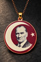 Round Necklace for Men and Women Featuring a Portrait of Atatürk and the Crescent and Star, Made of 100% Copper - 5