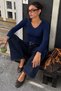 Women's Ribbed Knit V-Neck Blouse / T-Shirt