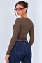 Women's Ribbed Knit V-Neck Blouse / T-Shirt - 6