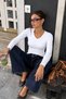 Women's Ribbed Knit V-Neck Blouse / T-Shirt - 6