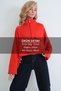 Women's red stand collar double pocket raglan sleeve jacket alc-x14409 - 2