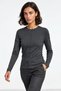 Women's Long-Sleeved Basic Blouse with Front Seam Detail and Boat Neck - 3