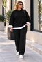 WOMEN'S PLUS-SIZE OVERSIZED TWO-PIECE SET: BOAT NECK SWEATSHIRT AND PANTS