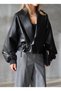 LEATHER JACKET WITH SIDE BELTS - 2