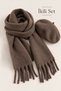 Puffy Lightweight Taupe Color Mink Scarf - French Artist Felt Mocha Two-Piece Set