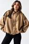 Women's Light Brown Suede-Lined Oversized Bomber Jacket - 4