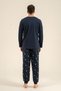 Navy Blue New Year's Father and Son Pajama Set, 100% Cotton, Adult and Children's Pajamas Have Separate Prices - 5