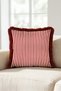 Red-Striped New Year's Tasseled Cushion Cover - New Year's Decoration: Burgundy-Fringed Pillowcase - 6