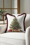 Green Fir Tree New Year's Patterned Tasseled Cushion Cover—New Year's Decor Burgundy Fringed Pillowcase - 6