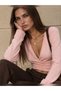 Powder Pink Wrap-Style Cardigan with Side-Tie Detail - 2