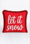 "Let It Snow" White New Year's Patterned Tasseled Cushion Cover - New Year's Red Fringed Pillowcase - 3