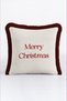 Merry Christmas Beige New Year's Patterned Tasseled Cushion Cover - New Year's Burgundy Fringed Pillowcase - 5