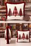 Cream Pine Christmas-Patterned Tasseled Cushion Cover - Plaid New Year's Decor Burgundy Fringed Pillowcase - 2