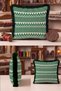 Cream-Colored Pine Tree New Year's Patterned Tasseled Cushion Cover - New Year's Decor Green Fringed Pillowcase - 2