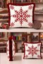 Red Snowflake New Year's Ornament Tasseled Cushion Cover - Christmas Decoration Tasseled Pillowcase - 2
