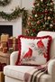 Cream-Colored New Year's Patterned Tasseled Cushion Cover - Rustic New Year's Red Fringed Pillowcase